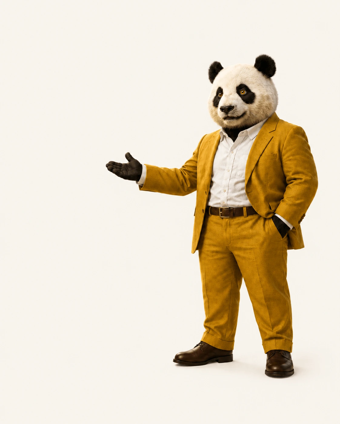 POMA, la mascota de OMA, presentando los servicios de la agencia